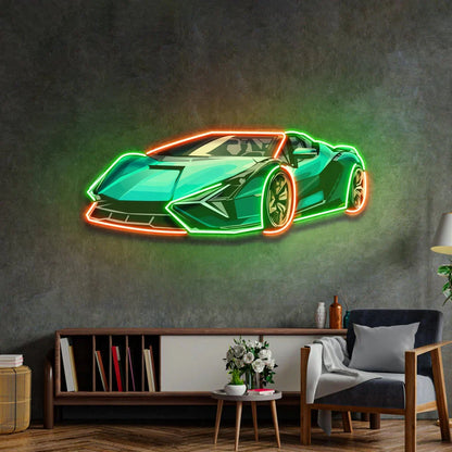 Racing Car Neon Sign UV Print Hypercar Neon Game Room/Boy Room Decor Super Racing Car Bar Club Wall Decor Gift for Him