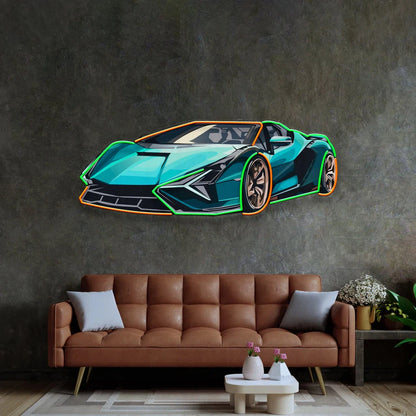 Racing Car Neon Sign UV Print Hypercar Neon Game Room/Boy Room Decor Super Racing Car Bar Club Wall Decor Gift for Him