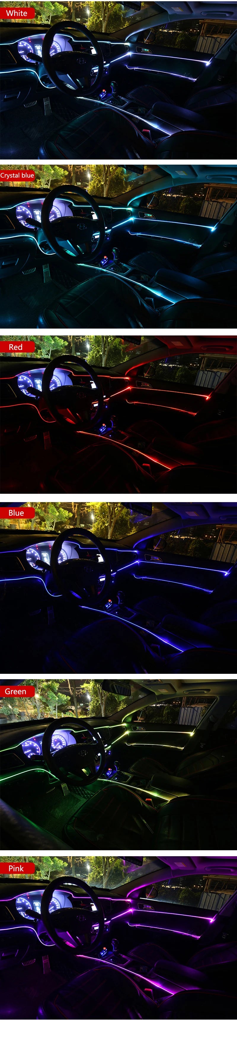 Car Interior Auto LED Strip EL Wire Neon Light For SEAT Leon 1 2 3 MK3 FR Cordoba Ibiza Arosa Alhambra Altea Exeo Formula Cupra