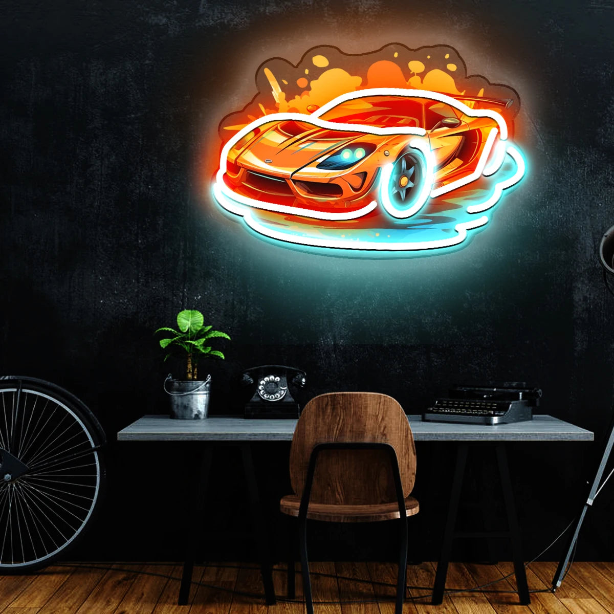 Cool Racing styling neon lights, apply to the bedroom, bar birthday party garage decoration to create a neon atmosphere