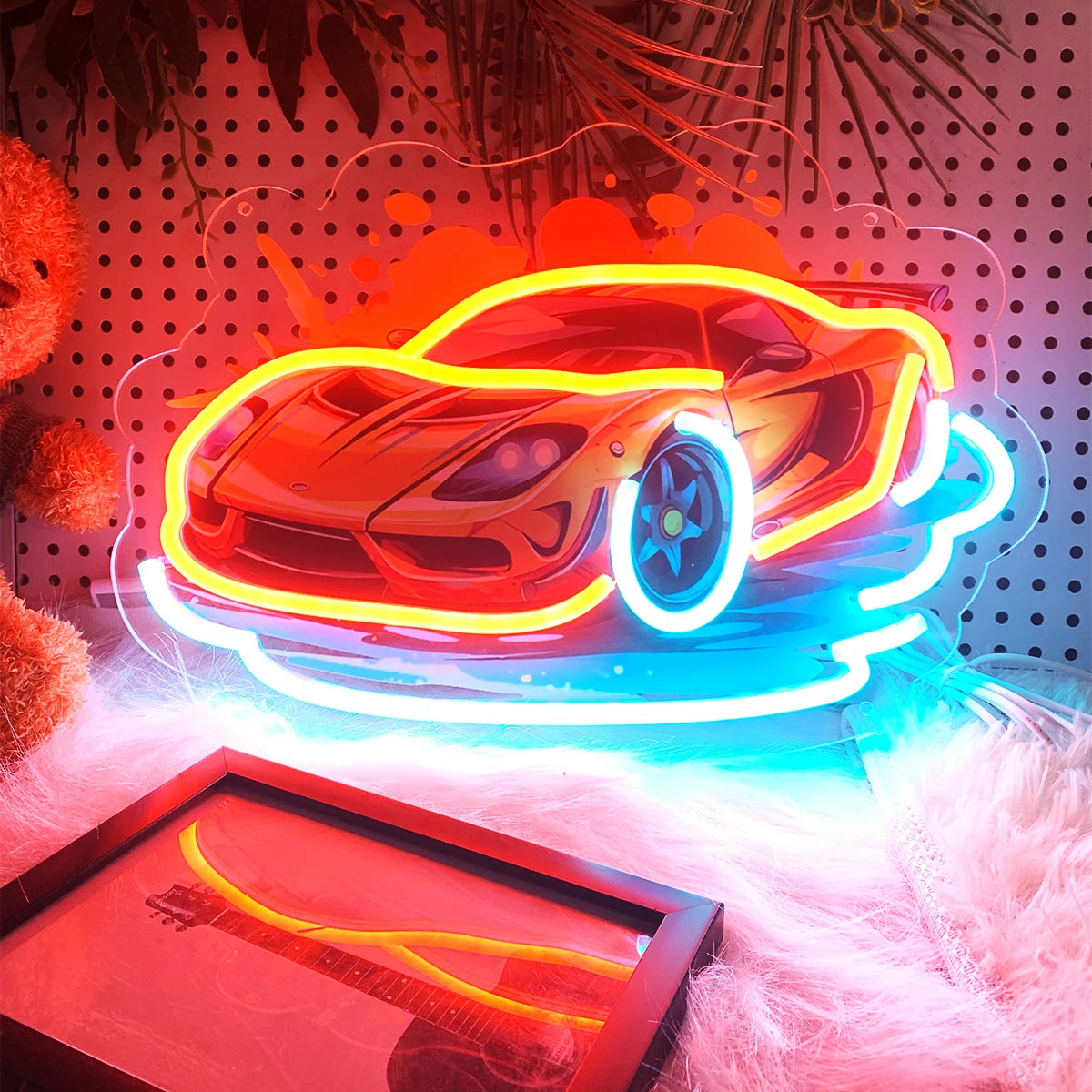 Cool Racing styling neon lights, apply to the bedroom, bar birthday party garage decoration to create a neon atmosphere