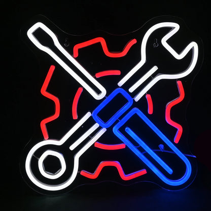 Car Garage Neon Signs Led Lights Check Engine Art Logo Room Decoration Auto Car Repair Shop USB Power Neon Light Up Sign Lamp