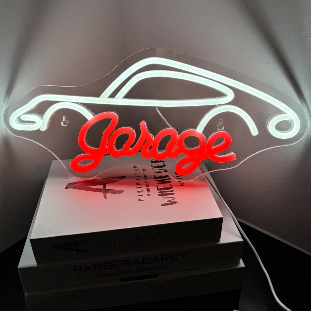 Car Garage Neon Signs Led Lights Check Engine Art Logo Room Decoration Auto Car Repair Shop USB Power Neon Light Up Sign Lamp