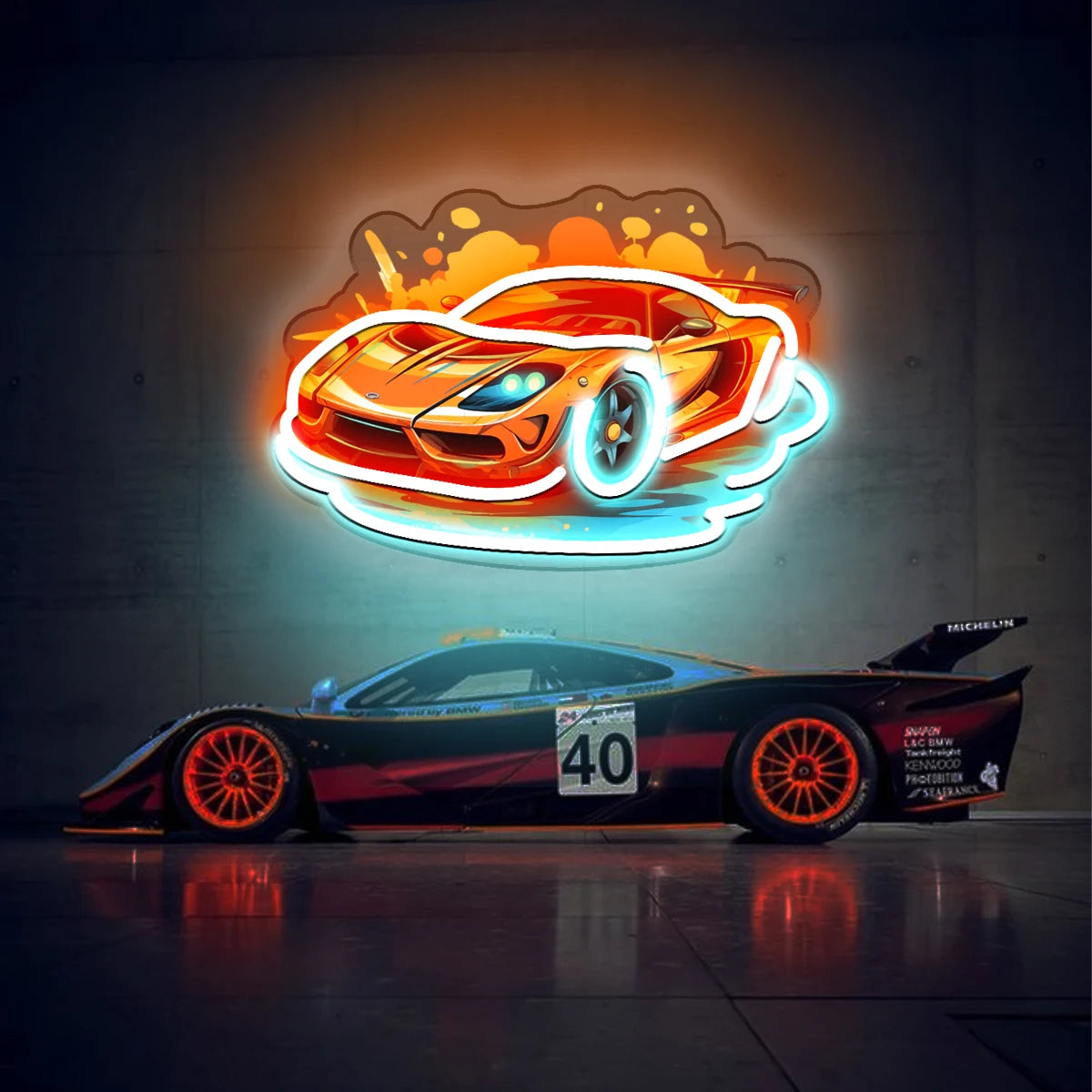 Cool Racing styling neon lights, apply to the bedroom, bar birthday party garage decoration to create a neon atmosphere